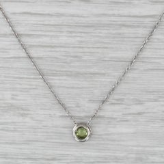 0.36ctw Peridot Diamond Pendant Necklace 14k White Gold 16.25-18.5" Cable Chain