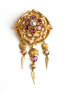 Gold Bangle and Brooch Demi-Parure, France, 19th Century