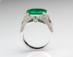 Emerald and Diamond White Gold Ring