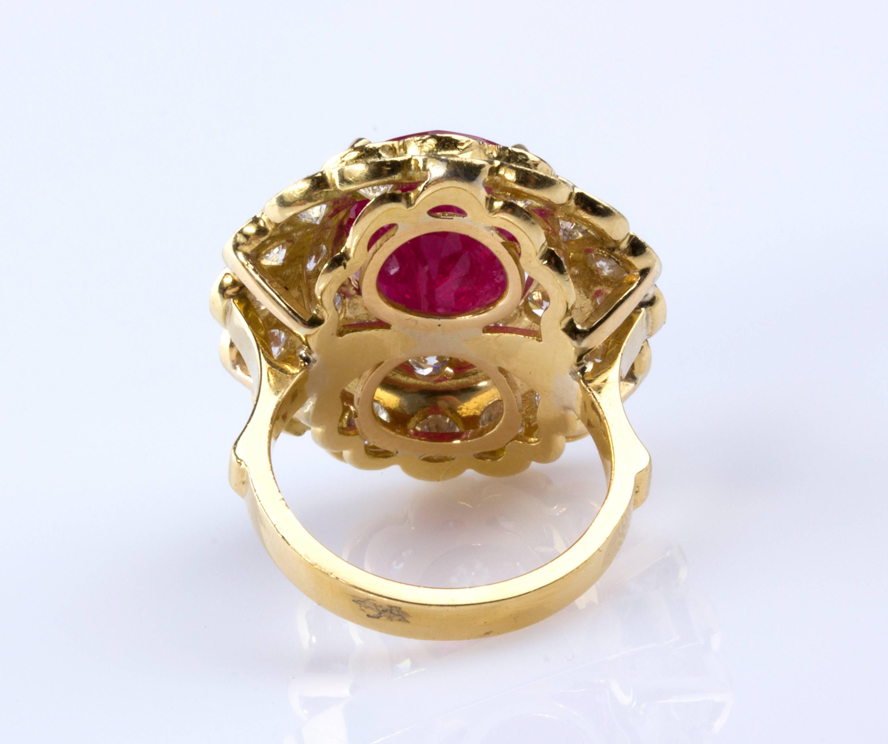 Women's Burma Ruby and Diamond Ring For Sale