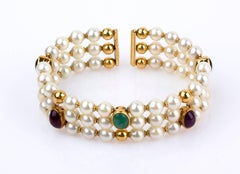 Pearl and Gemstone Bracelet, Signed Legi