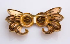 Large Art Decò style & period 18K jellow gold brooch, 1940'S