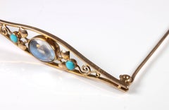Murrle, Bennett and Co Gold Moonstone Turquoise Pin