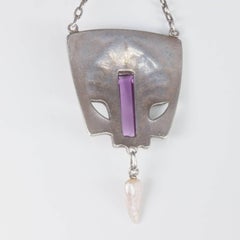 Art Nouveau 800 Silver Enamel Pendant Depose