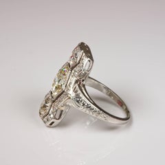 Art Deco Platinum Hexagon 3.01 Carat Diamond Ring