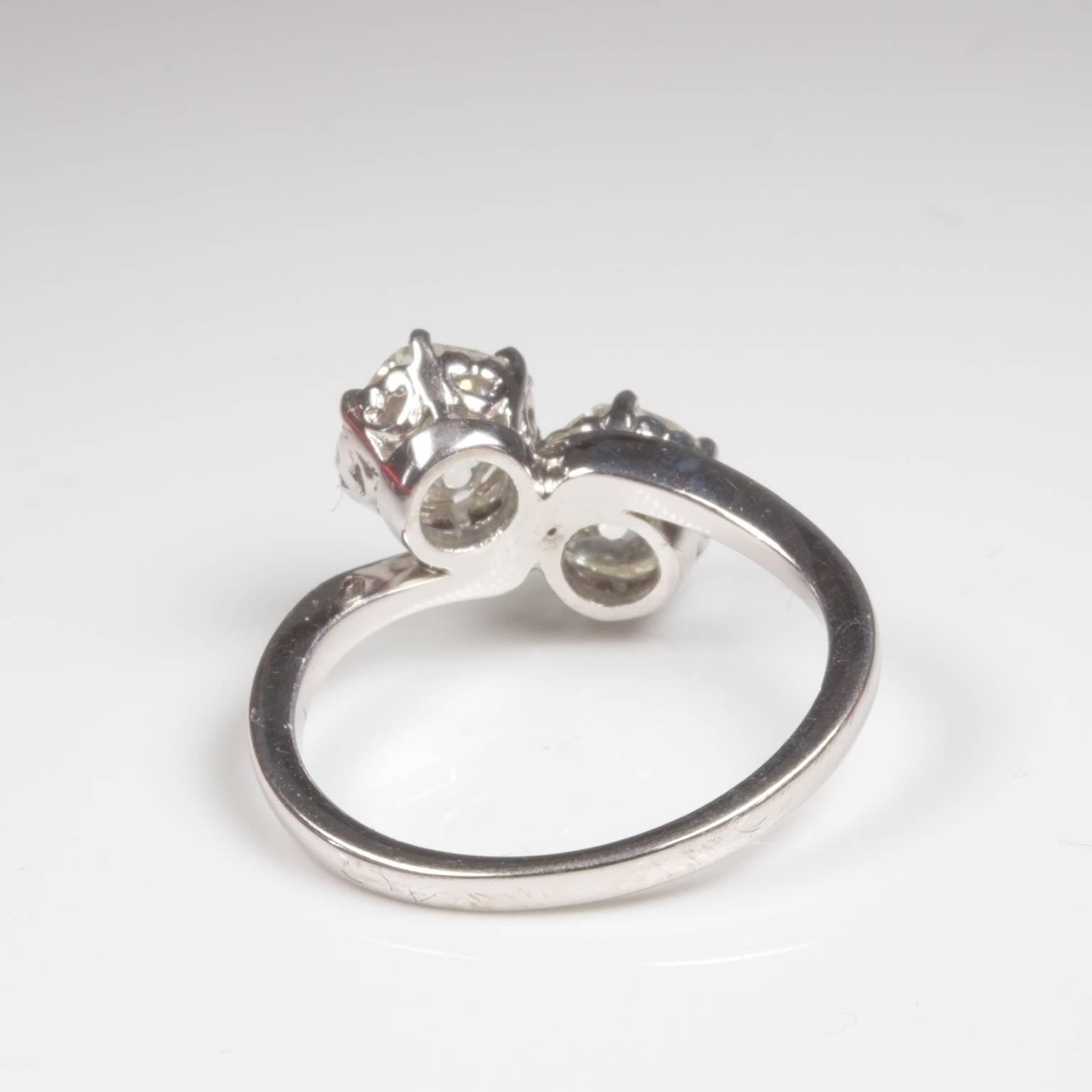 Victorian Toi et Moi Diamond Twist Ring 2.24 Carat For Sale