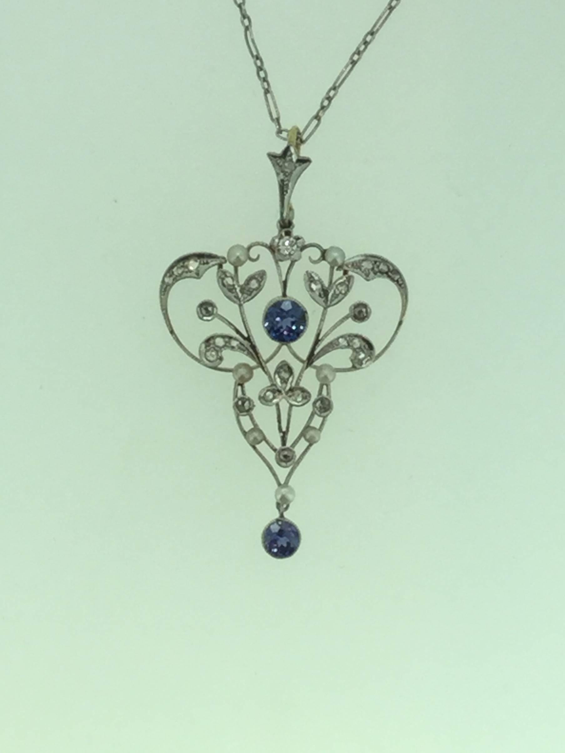 Women's Belle Époque Sapphire Diamond Pearl Pendant
