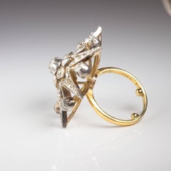 Gold and Silver Diamond Star Snowflake Antique Ring