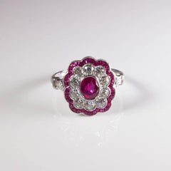 Ruby Diamond Cluster Ring