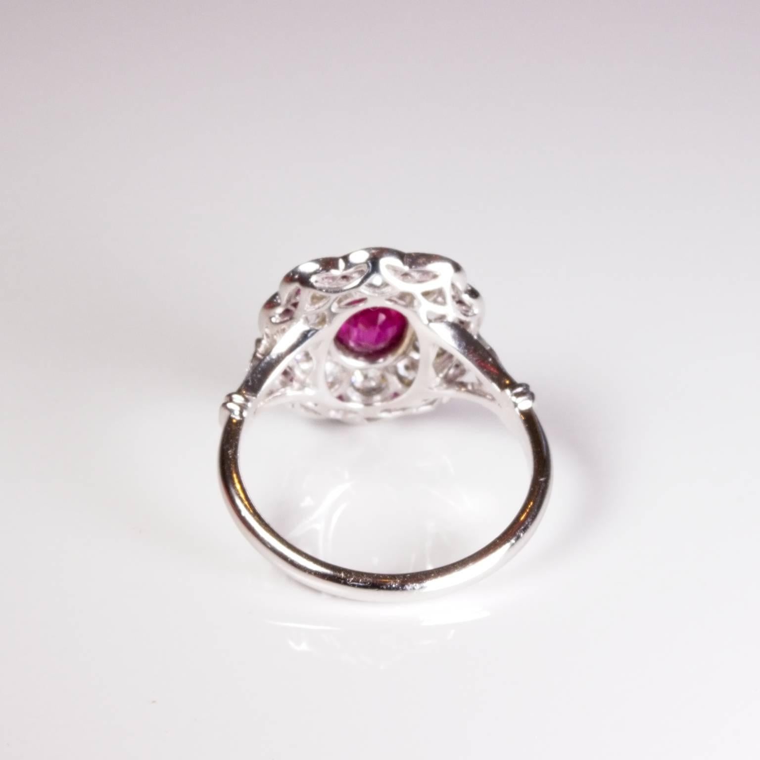 Ruby Diamond Cluster Ring In New Condition For Sale In Perth, AU