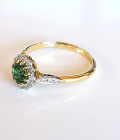 Art Deco Green Tourmaline and Diamond Ladies Cluster Dress Ring