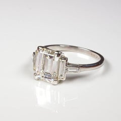 Art Deco Platinum Baguette Diamond Engagement Ring 3.27ct