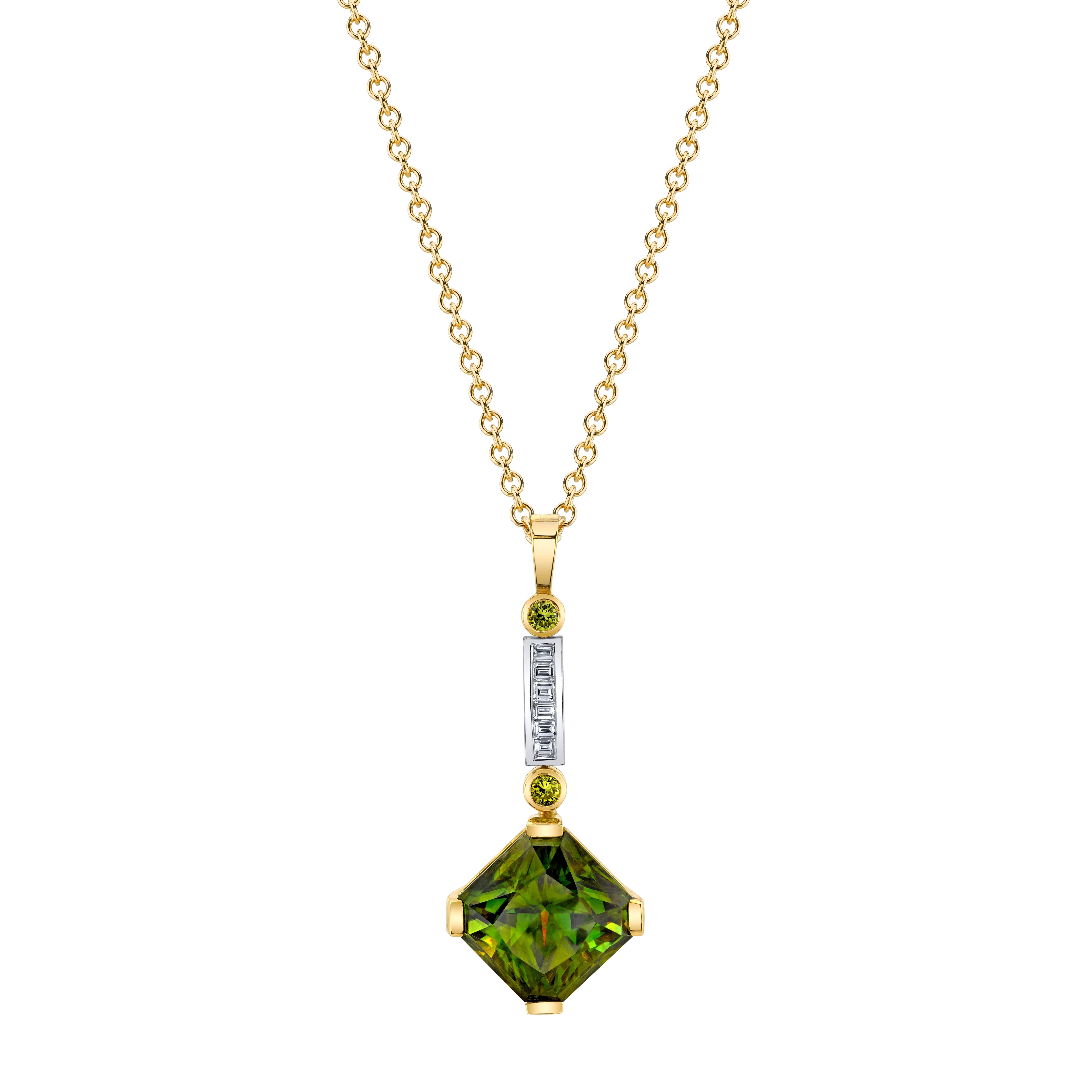 Sphene and Diamond Pendant