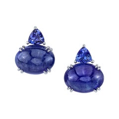 Tanzanite Earclips 18 Karat White Gold