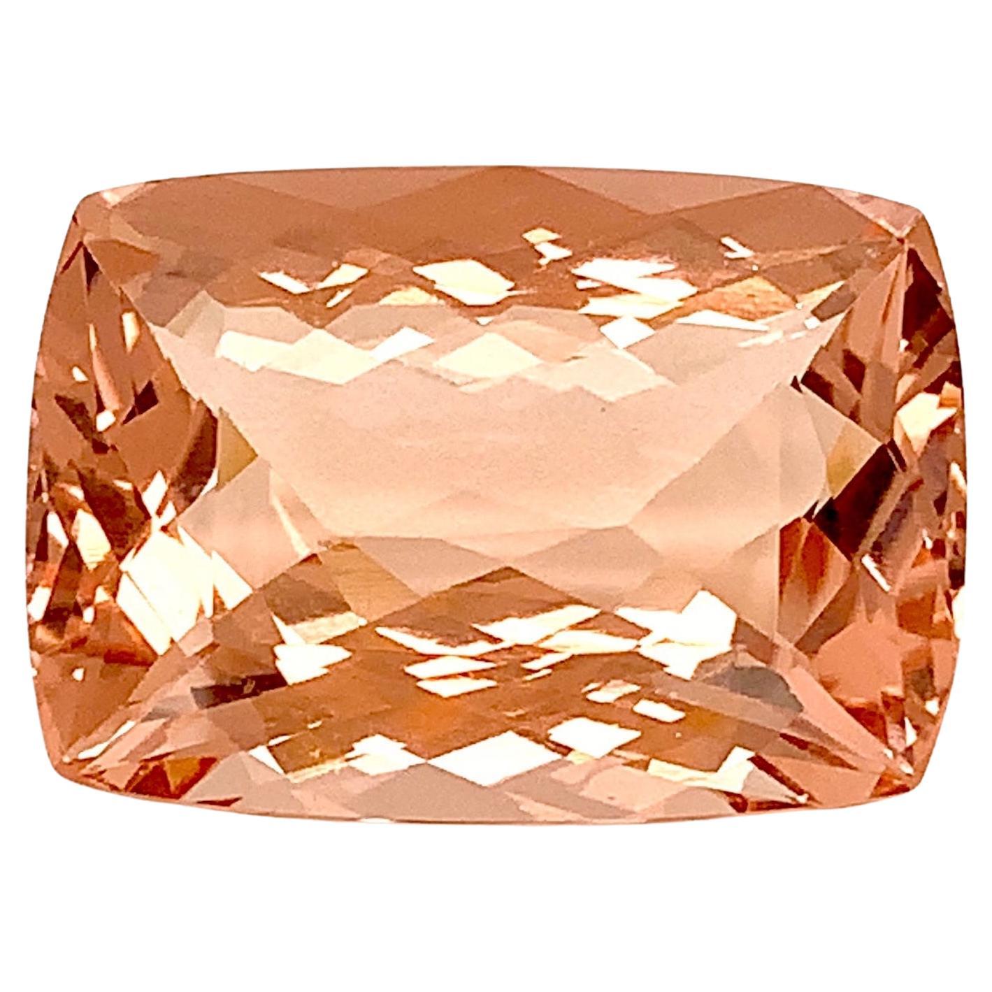 Morganite di pesca a forma di cuscino, 42,49 carati, ciondolo sciolto, pietra preziosa da collezione