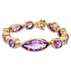 82,64 Karat insgesamt Amethyst Marquise & Oval Lünette Gelbgold-Tennisarmband