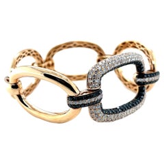 Bracelet à maillons en or rose et pavé de diamants noirs et blancs de 3,52 carats au total