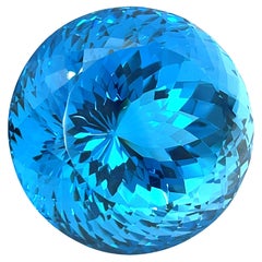 Gema de colección redonda facetada de topacio azul suizo de 330,48 quilates