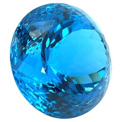 330,48 Carati Topazio Blu Svizzero Sfaccettato Rotondo Gemma da Collezione