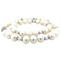 White Freshwater Pearl, White Gold Necklace Strand