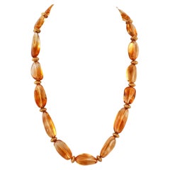 Baroque Citrine Beaded Necklace with 18K Yellow Gold Accents and Clasp