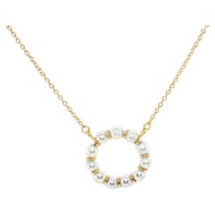 Freshwater Pearl and Yellow Gold "Circle" Necklace