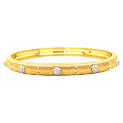 Diamond and 18k Yellow and White Gold Satin Finish Bangle Bracelet