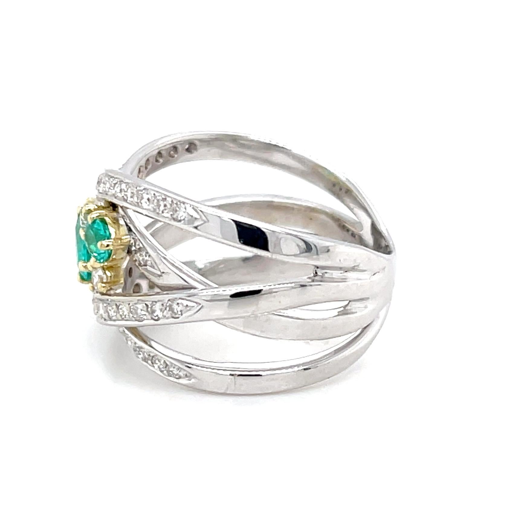 Taille poire Bague enveloppante en or blanc/jaune 18k avec tourmaline brésilienne Paraiba et diamant en vente