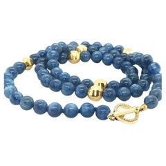 Collier en perles de kyanite et or jaune, 19,5 pouces