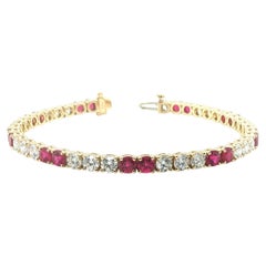 Ruby & Diamond Tennis Bracelet 18 Karat Yellow Gold