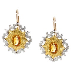 Pendientes de gota de zafiro amarillo en oro blanco y amarillo de 18 quilates, 1,79 quilates en total