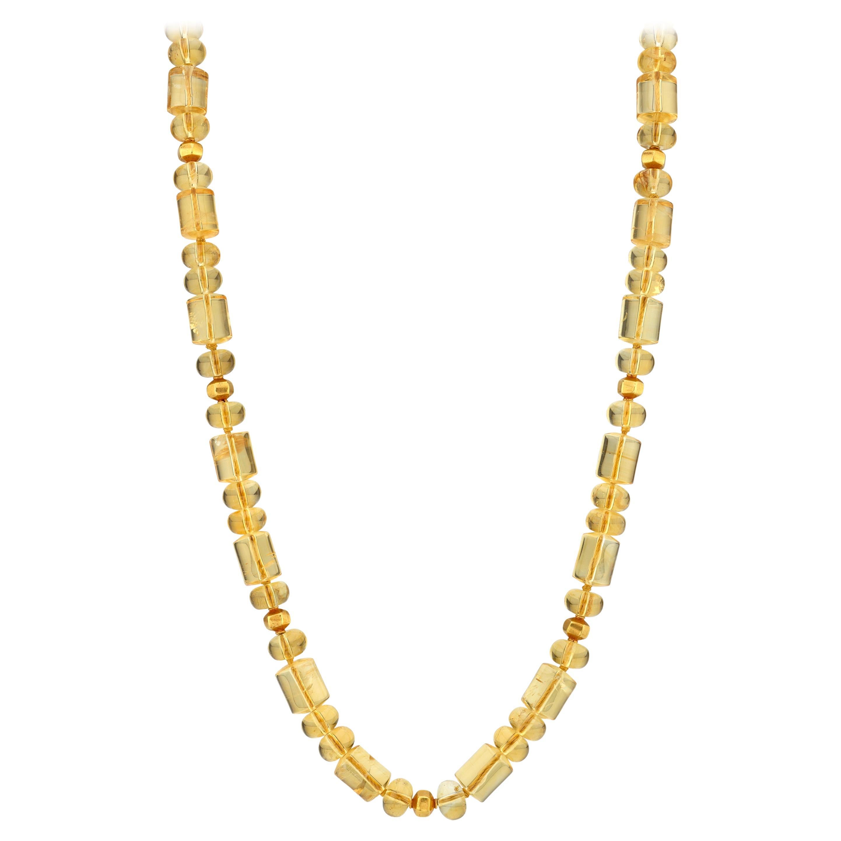 Citrin-Perlen-Halskette mit Akzenten aus 18k und 22k Gelbgold, 20-Zoll