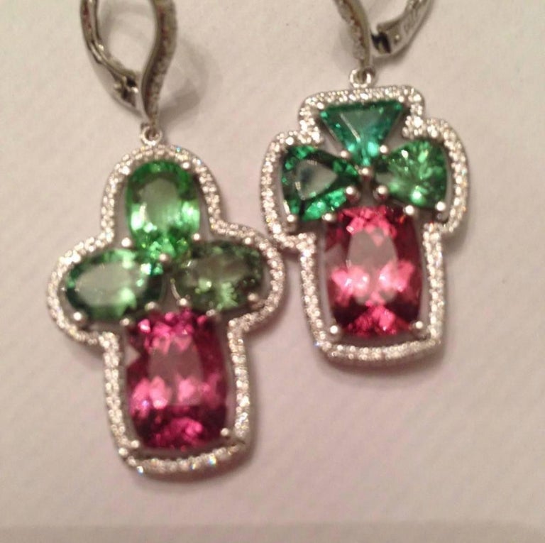 Mismatch Green Imperial Diamond Earrings in 18 Karat