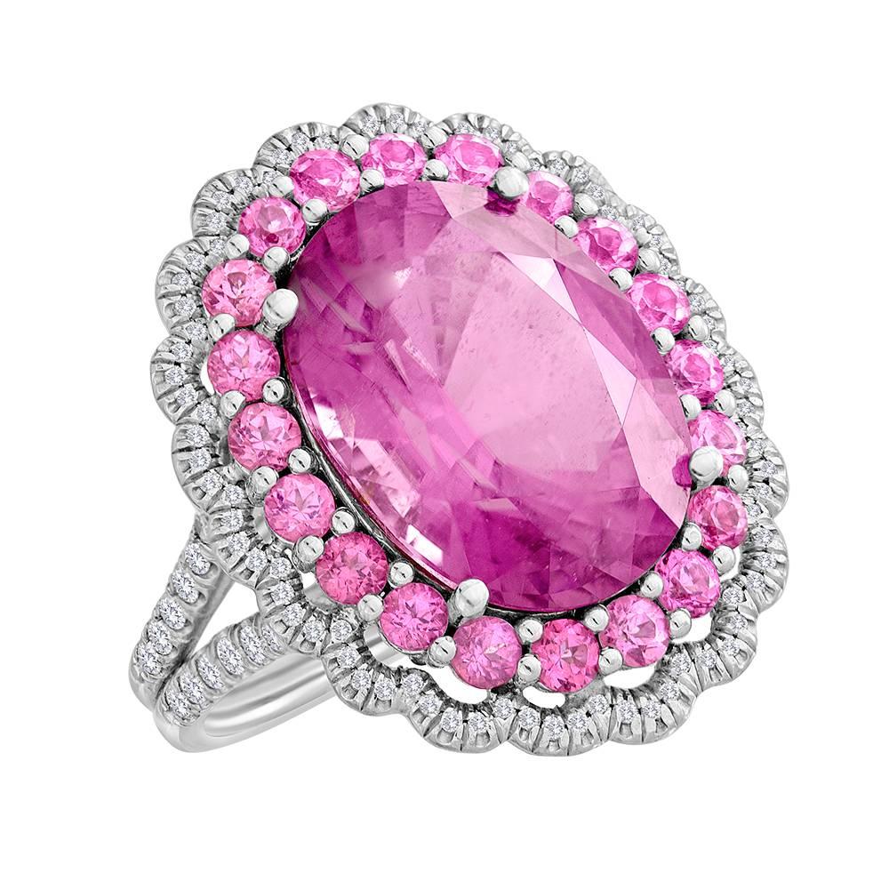 Unique Copper Bearing Pink Tourmaline Pink Spinel Diamond Ring For Sale ...