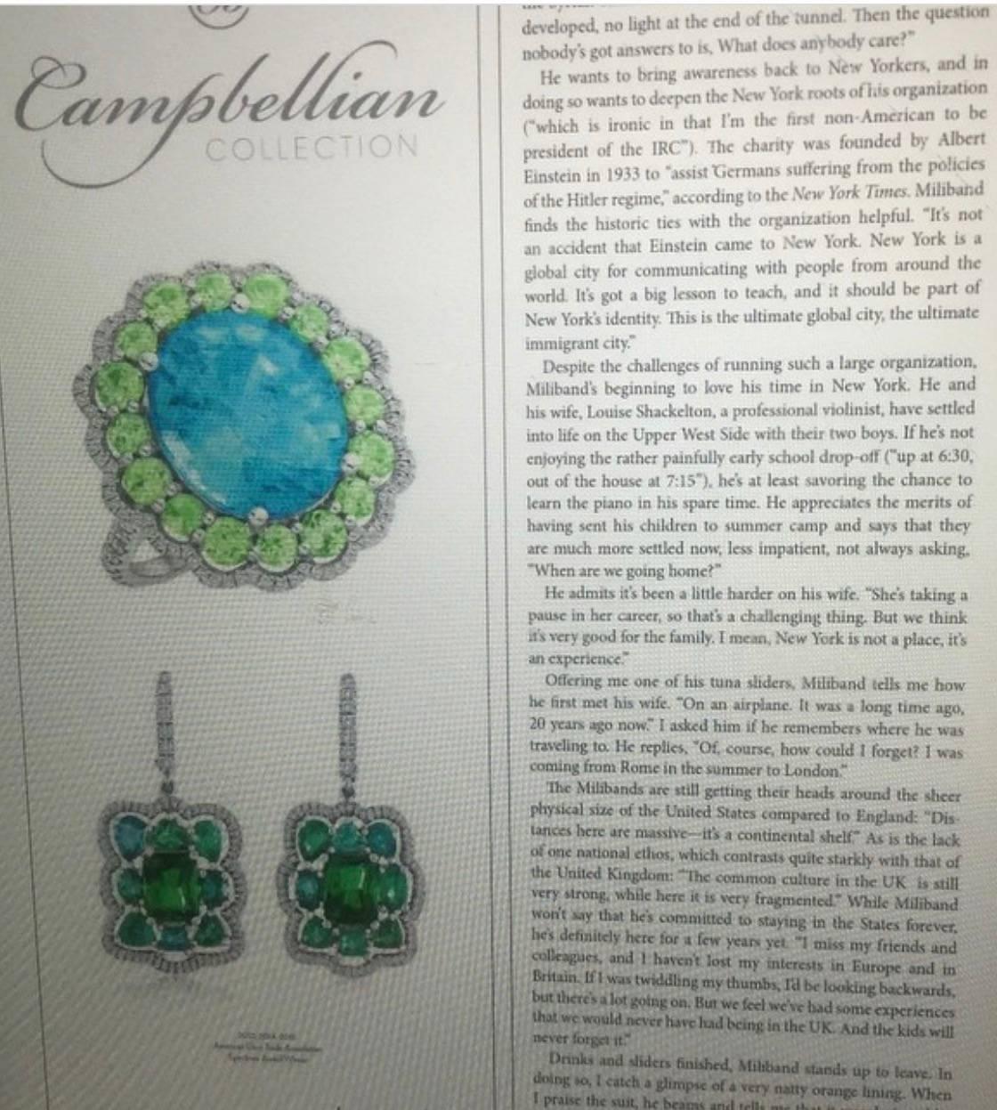 Contemporary Bespoke Tsavorite Paraiba Tourmaline Diamond Earrings