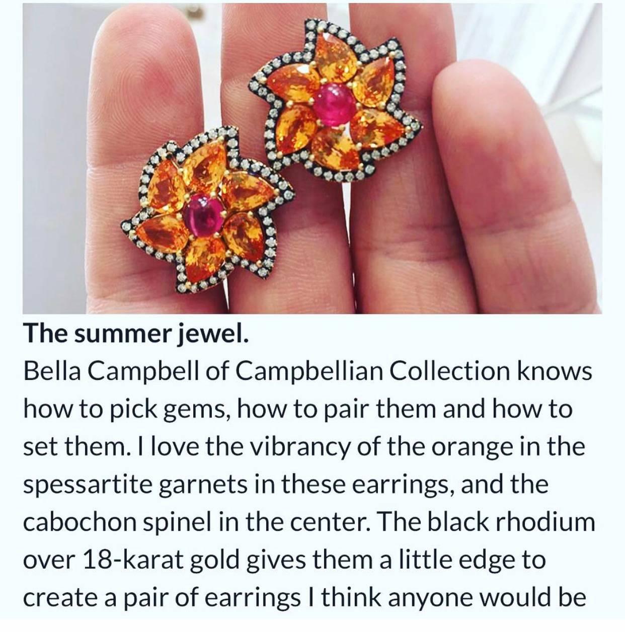 Women's Specitite Garnet Red Spinel Diamond Gold Earrings