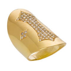 Diamond Gold Tribal Cigar Band Ring