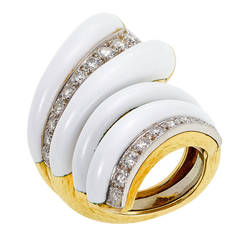 David Webb Enamel Diamond Gold Cocktail Ring