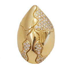 Tenthio Gold and Diamond Teardrop Ring