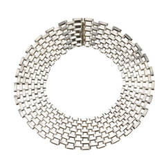 Sterling Silver Modernist Gatelink Collar Necklace