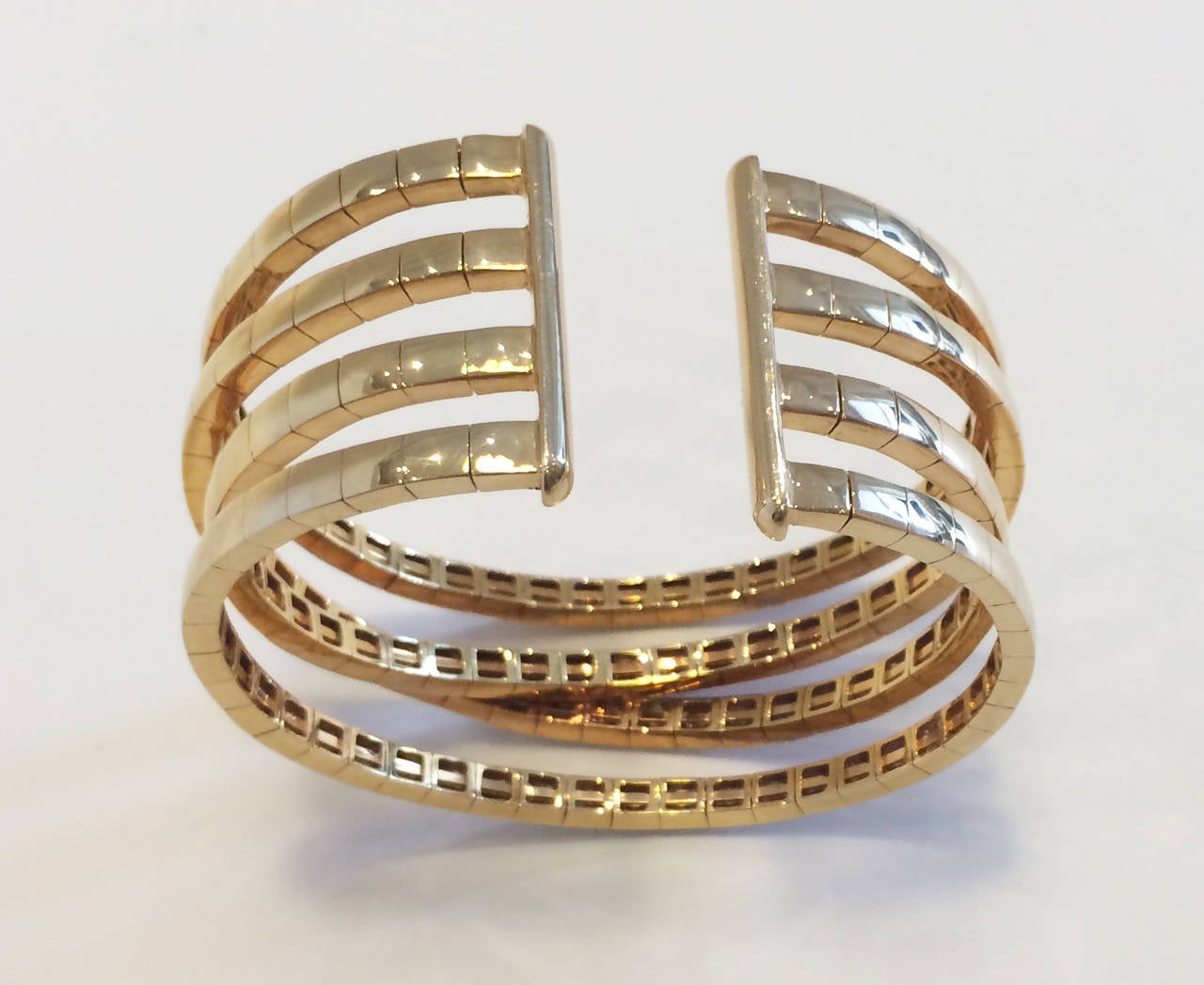 Four Band Diamond Cuff Bracelet In New Condition For Sale In New York, NY