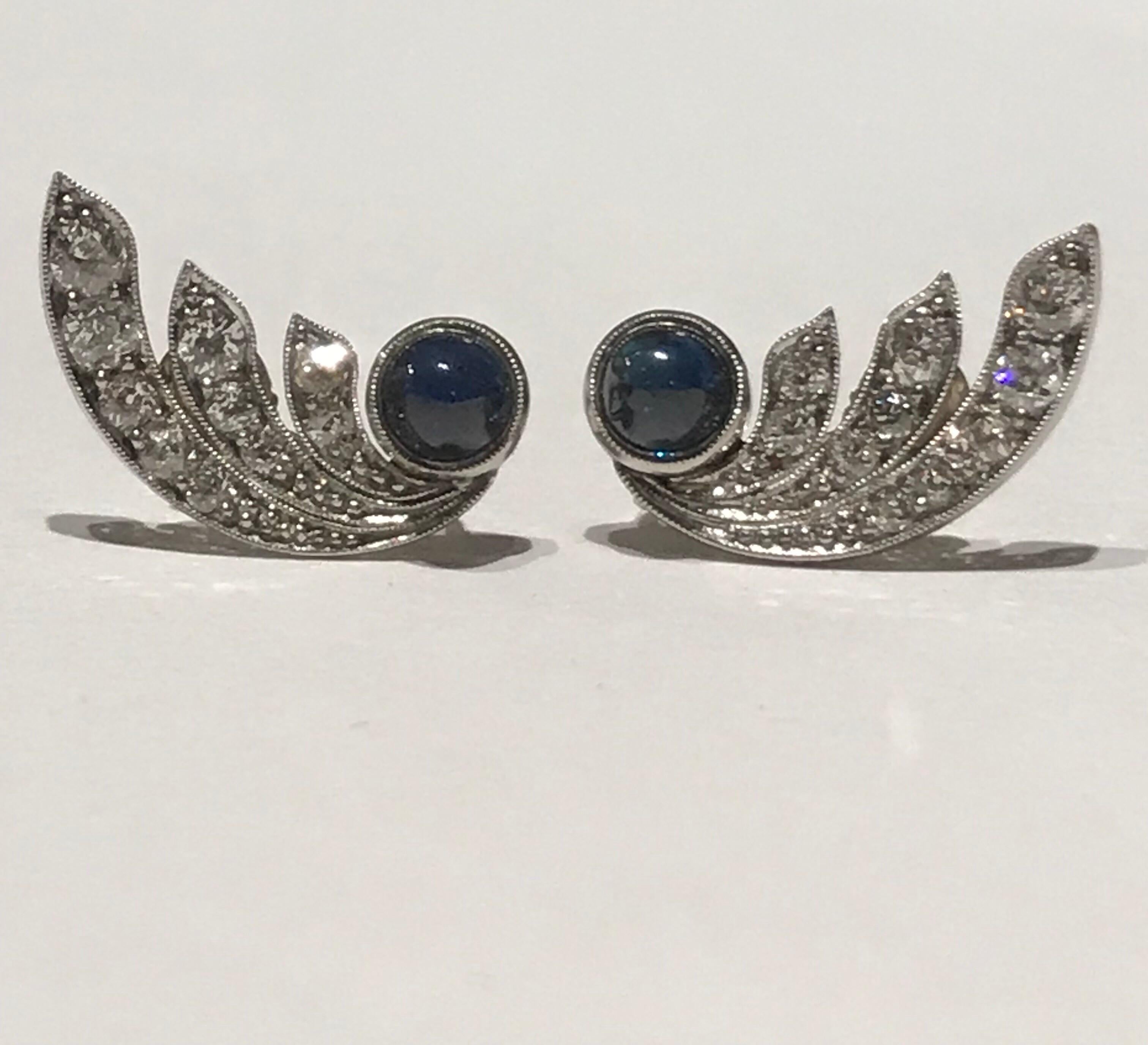 Sapphire and Diamond Art Deco Earrings In Excellent Condition For Sale In Oxford, GB