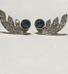 Sapphire and Diamond Art Deco Earrings