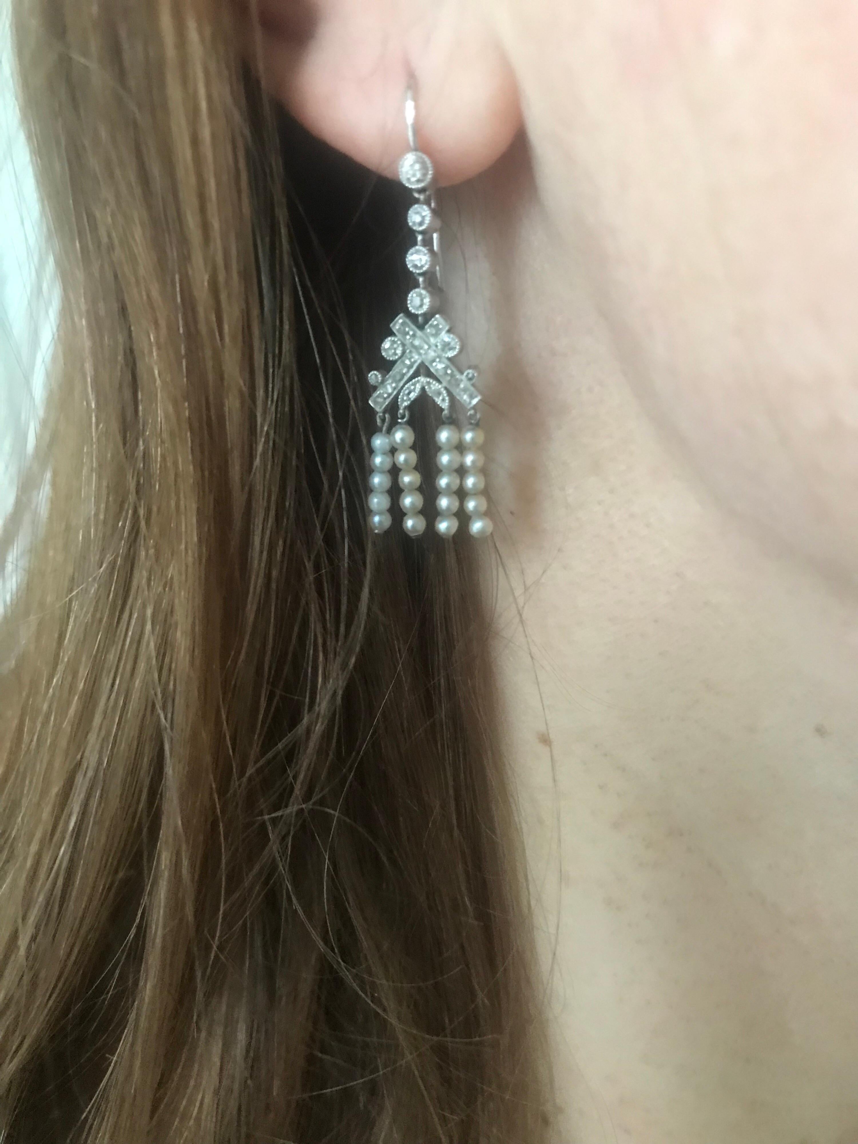 Platinum and Diamond Edwardian Earrings im Angebot 2