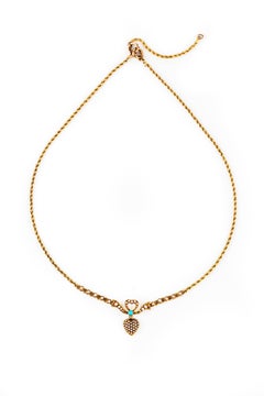 15 Karat Gold Victorian Pearl and Turquoise Necklace