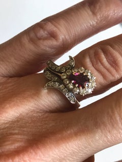 Edwardian Ruby and Diamond Flowerhead Ring