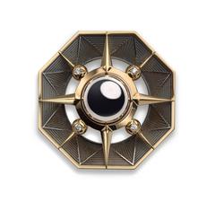 Elie Top Etoile Mysterieuse Broche Octo Or Jaune, Onyx, Diamants