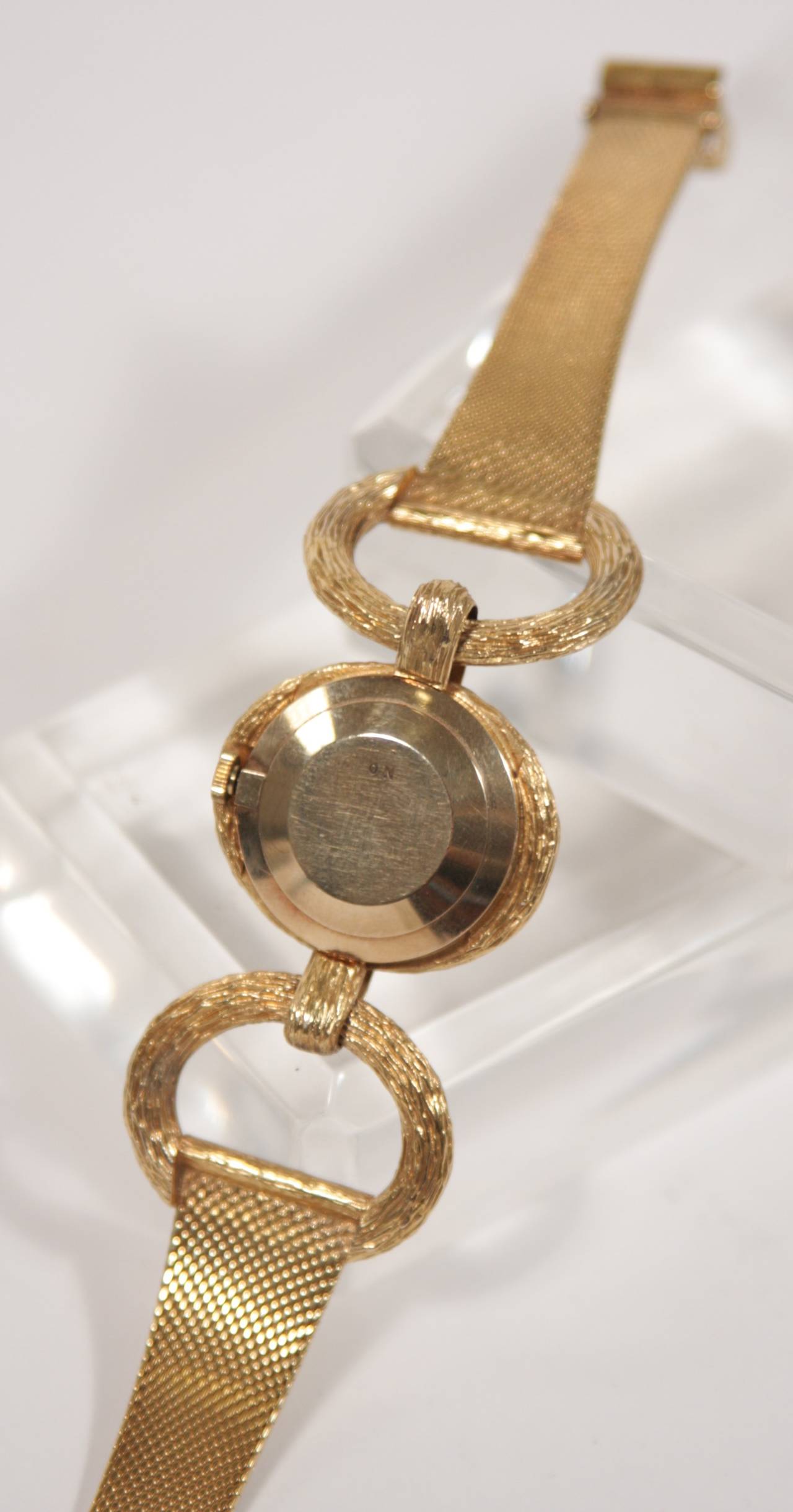 Bulova Lady's Yellow Gold Tiger's Eye Dial Bracelet Wristwatch 3