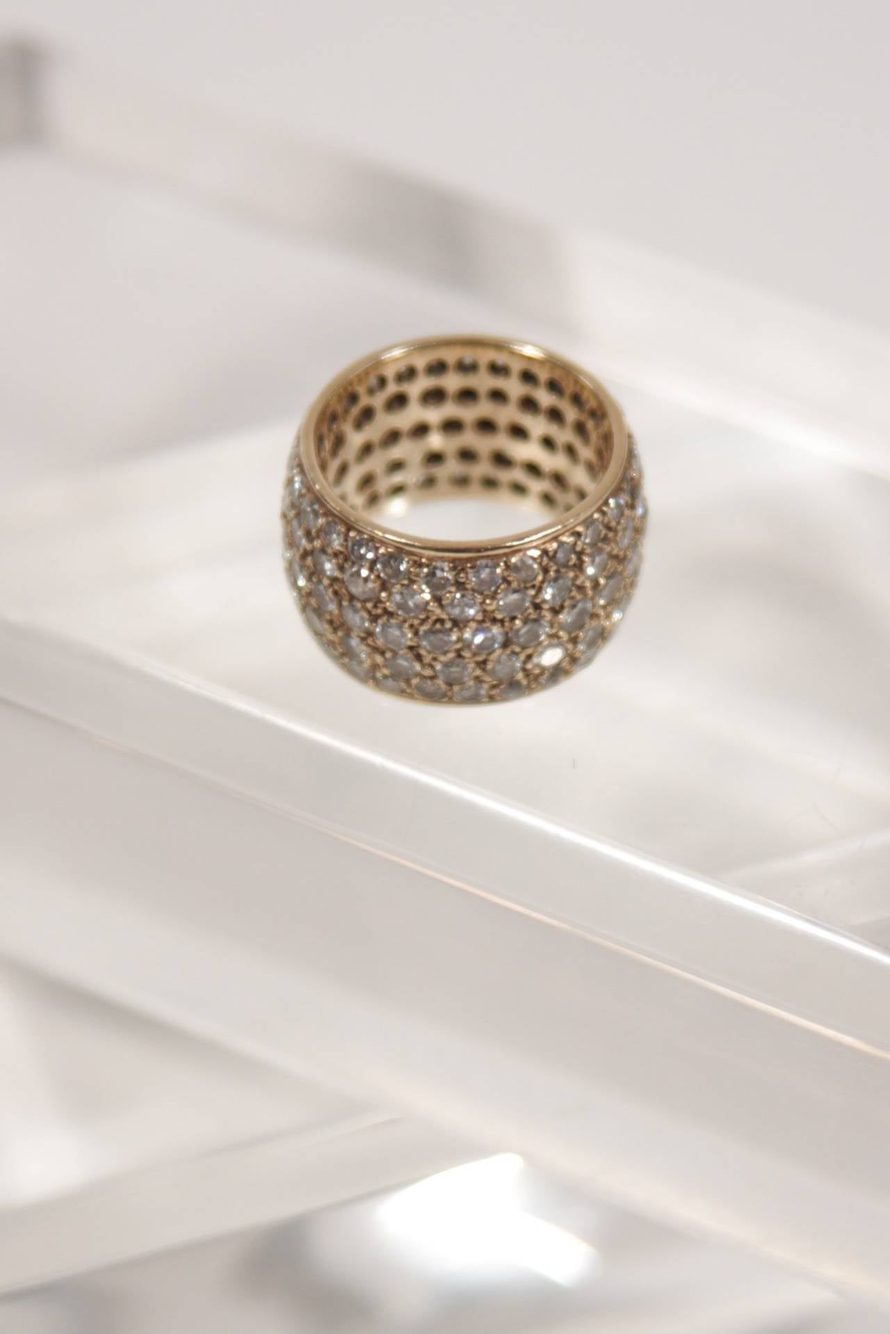Five Row Diamond Gold Eternity Band Ring at 1stDibs