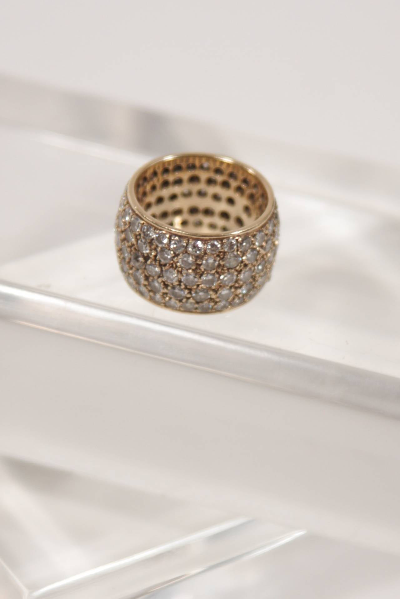 Five Row Diamond Gold Eternity Band Ring at 1stDibs
